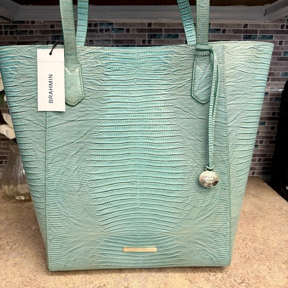 NWT Brahmin JaydenTurquoise lizard large tote purse - Picture 2 of 7